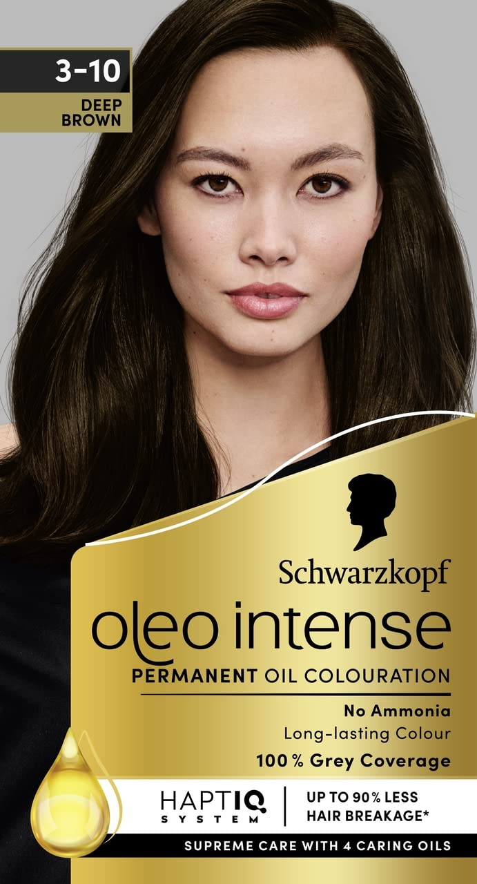 Schwarzkopf Oleo Intense Permanent Hair Colour 4-60 Gold Brown | Ammonia Free Oil Hair Dye | 100% Grey Coverage | Long-Lasting Rich Colour | With HaptIQ System & Caring Oil Mask (Pack of 2)