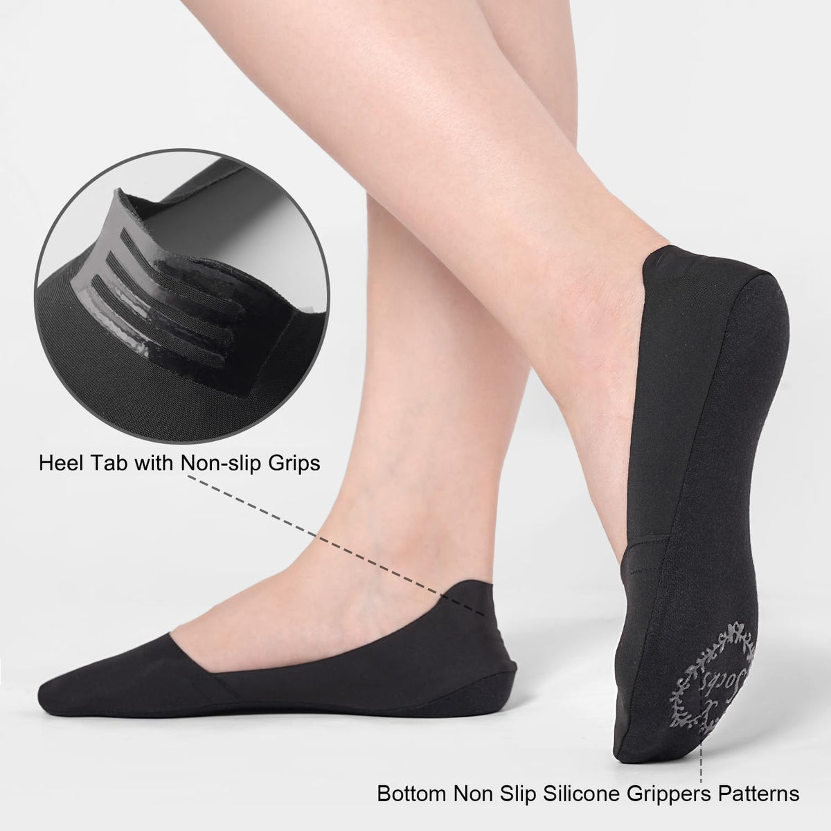 No Show Trainer Socks Womens, Non Slip Invisible Socks for Ladies