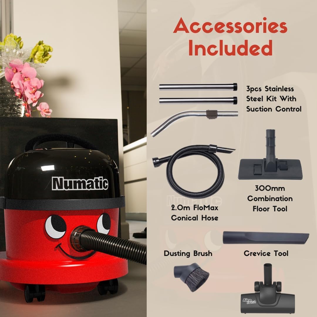 Numatic NRV240-11 Henry Vacuum Cleaner 620W 9L Commercial Dry Red - 3 Years Warranty - 2026 Model