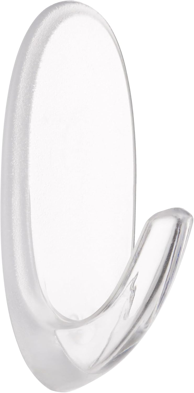 Command Small Hooks with Clear Strips, Pack of 2 Hooks + 4 Adhesive Strips, Transparent - Indoor Use - Suitable for Hanging Items up to 450 g - Damage Free Hanging