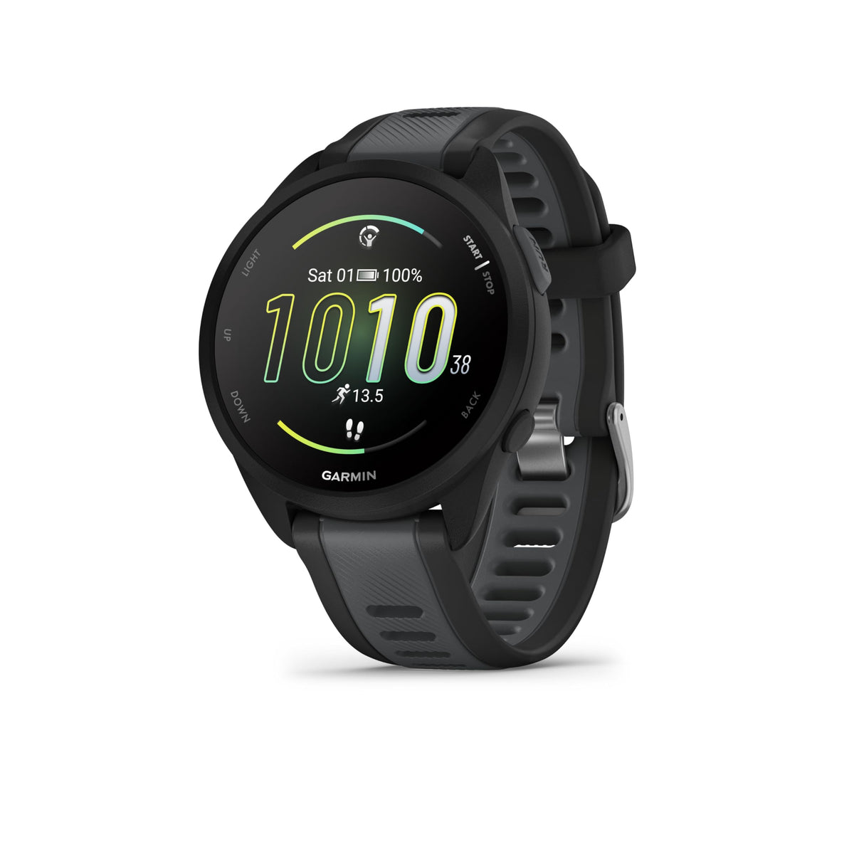 Garmin Forerunner 165, 43mm GPS running smartwatch, lightweight, AMOLED touchscreen, advanced training, insights & features, safety & tracking features, up to 11 days battery life, Black