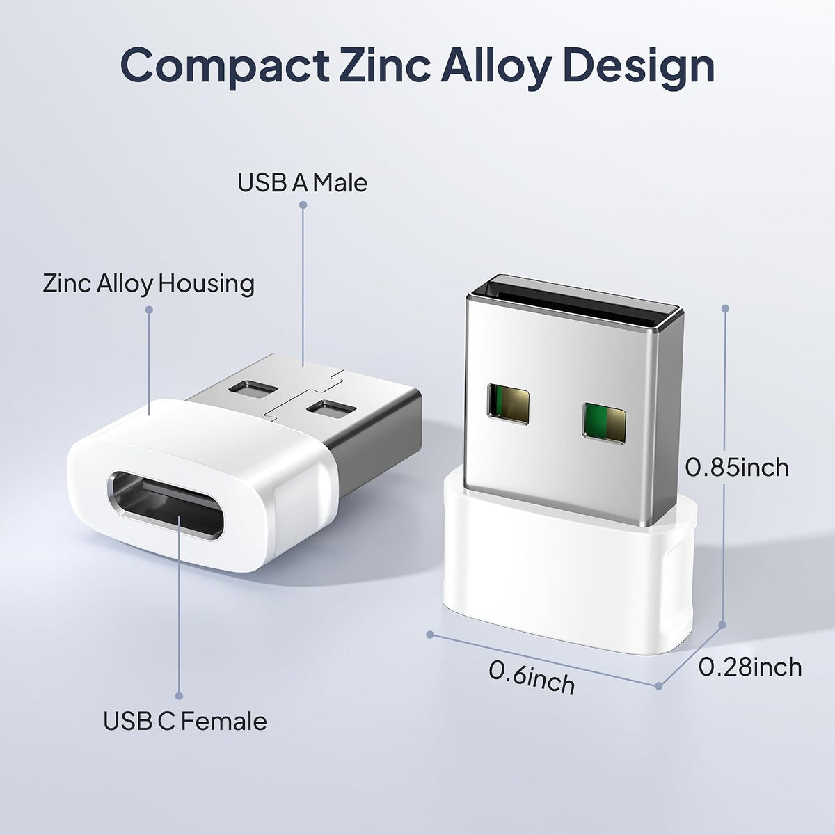 BASESAILOR USB to USB C Adapter 3Pack,Charger Plug for iPhone Duo 18 17 Pro