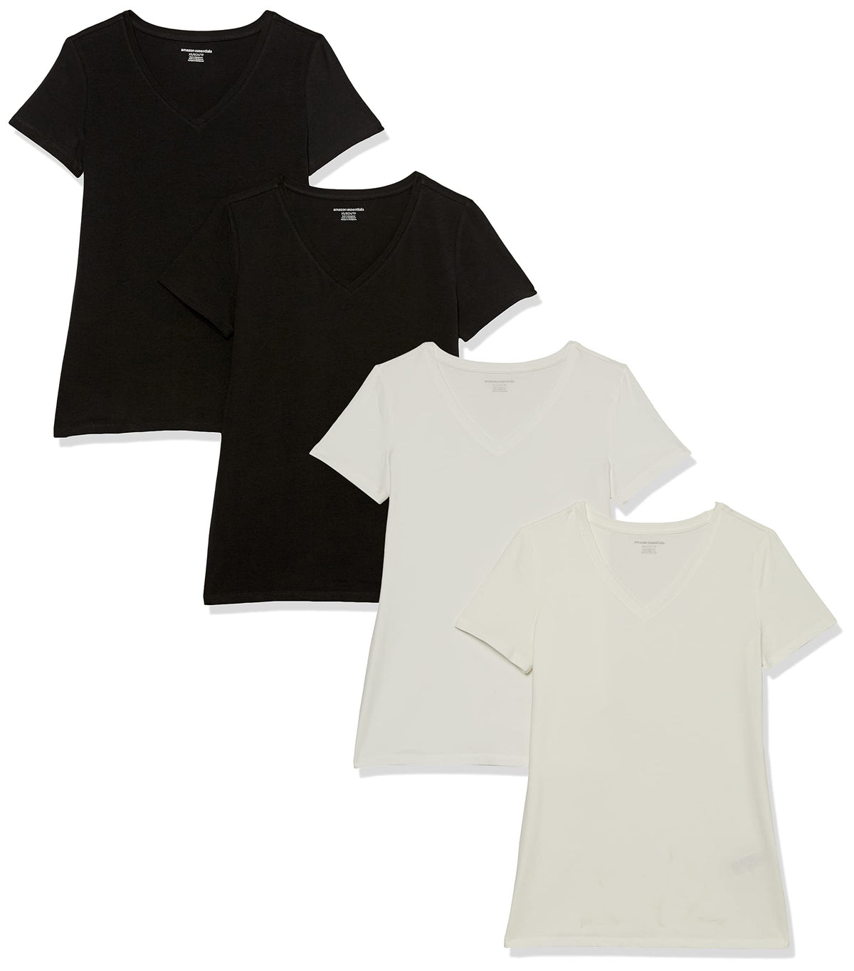 Amazon Essentials Women's Regular-Fit Short-Sleeve V-Neck T-Shirt, Multipacks