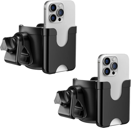 2-Pack Pram Cup Holder with Phone Holder, Universal Pram Buggy Accessories