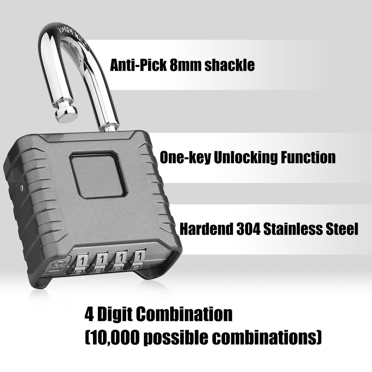 Diyife Large Heavy Duty Combination Padlocks Outdoor, 52mm Weatherproof