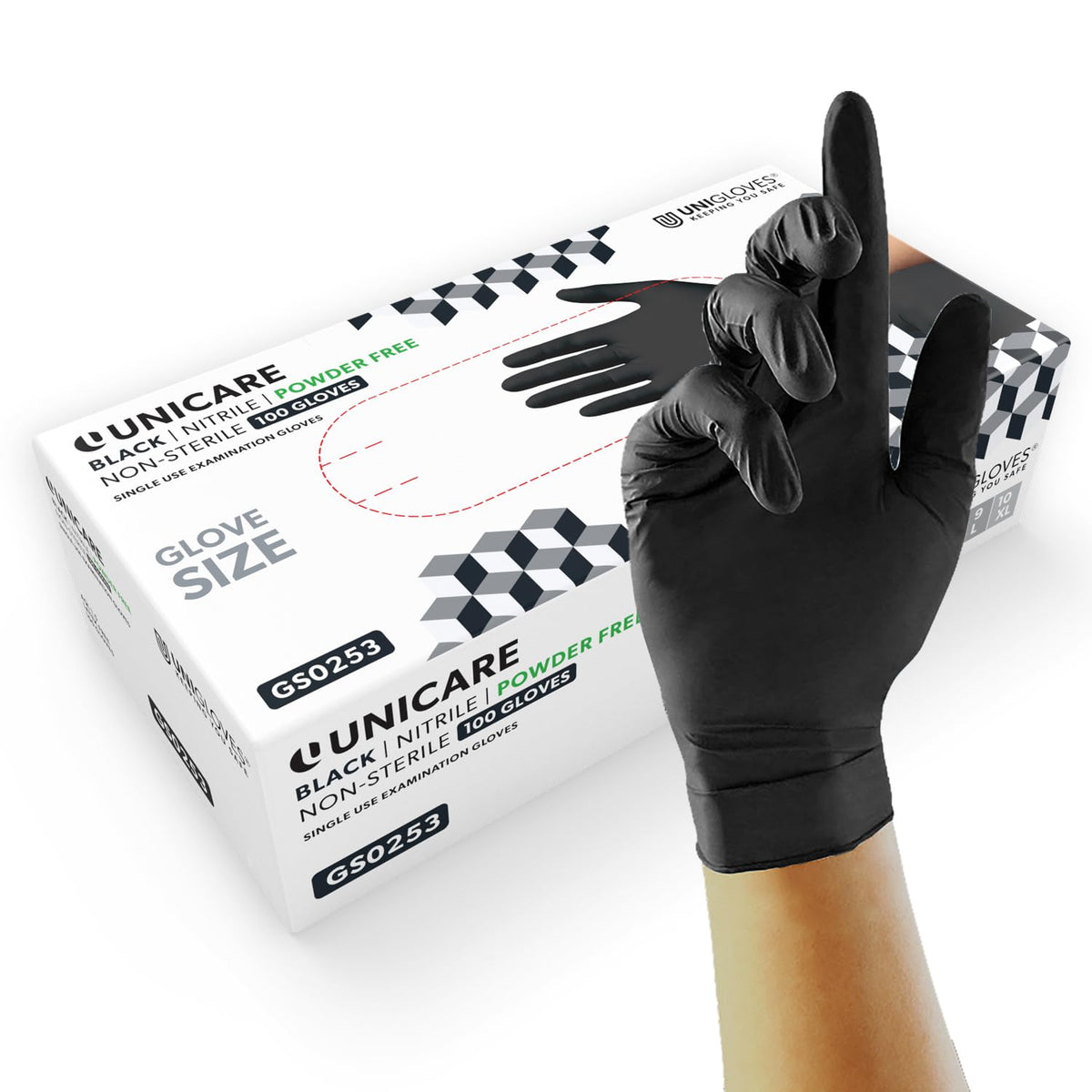 Unigloves Unicare Nitrile Examination Disposable Box of 100 Blue Gloves
