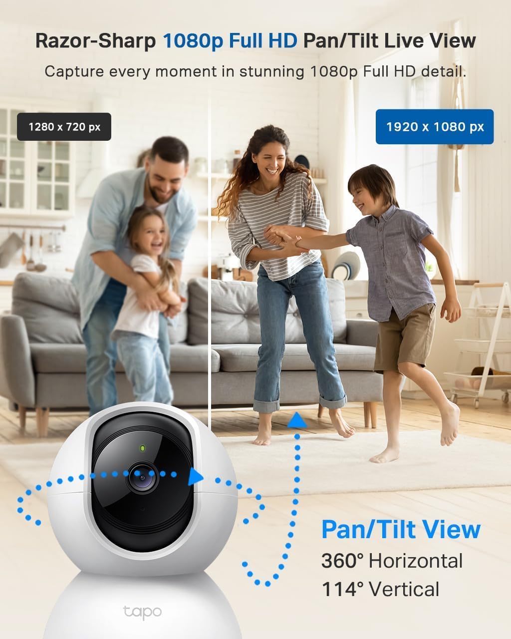 Tapo TP-Link 2K Pan Tilt Security Camera for Baby Monitor, Dog Camera w/Motion Detection, 2-Way Audio Siren, Night Vision, Cloud &SD Card Storage (Up to 256 GB), Works with Alexa & Google Home (C210)
