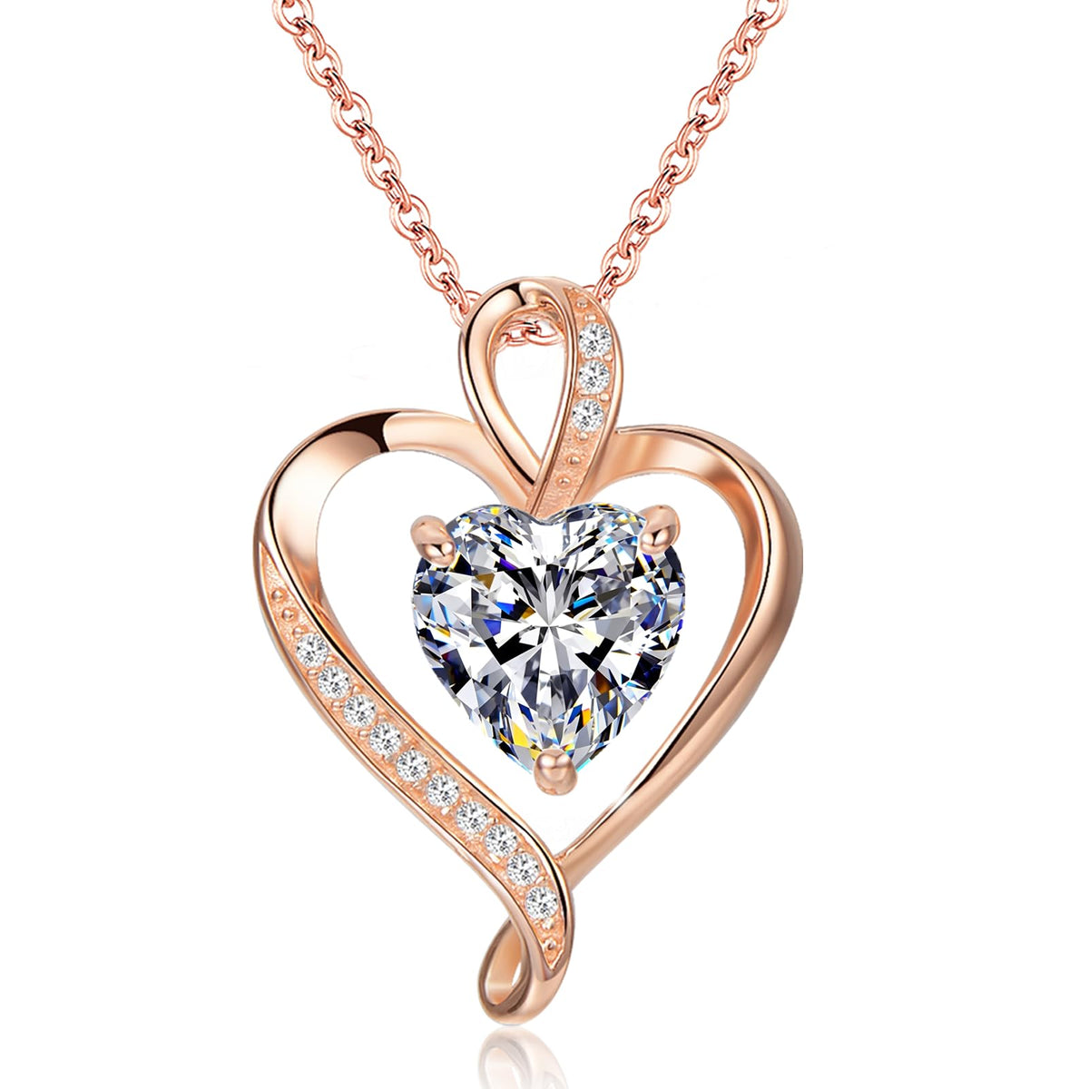 LAVUMO Heart Necklace for Women 925 Sterling Silver Love Pendant Jewellery