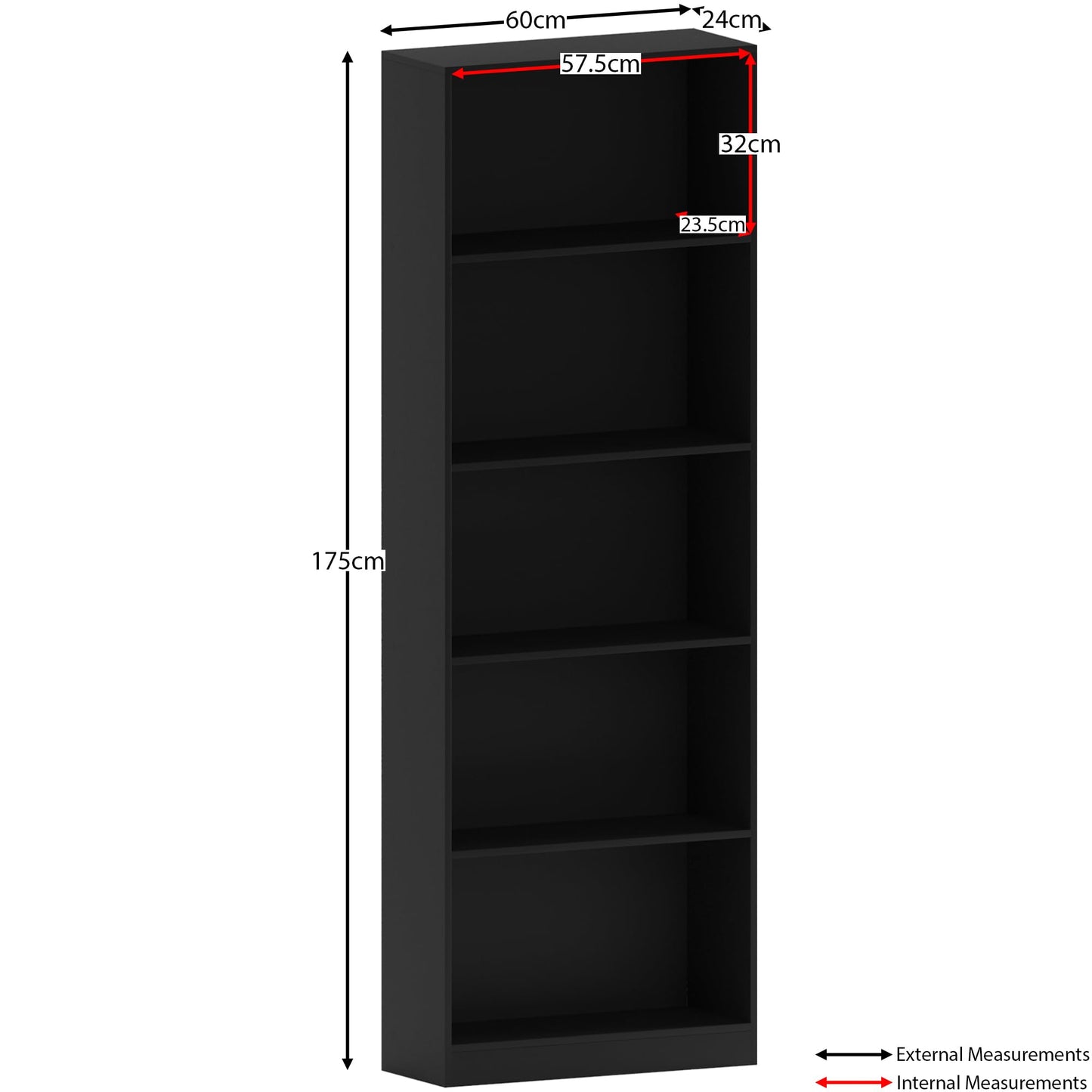 Vida Designs Cambridge 3 Tier Low Bookcase, White Wooden Shelving Display Storage Unit Office Living Room Furniture