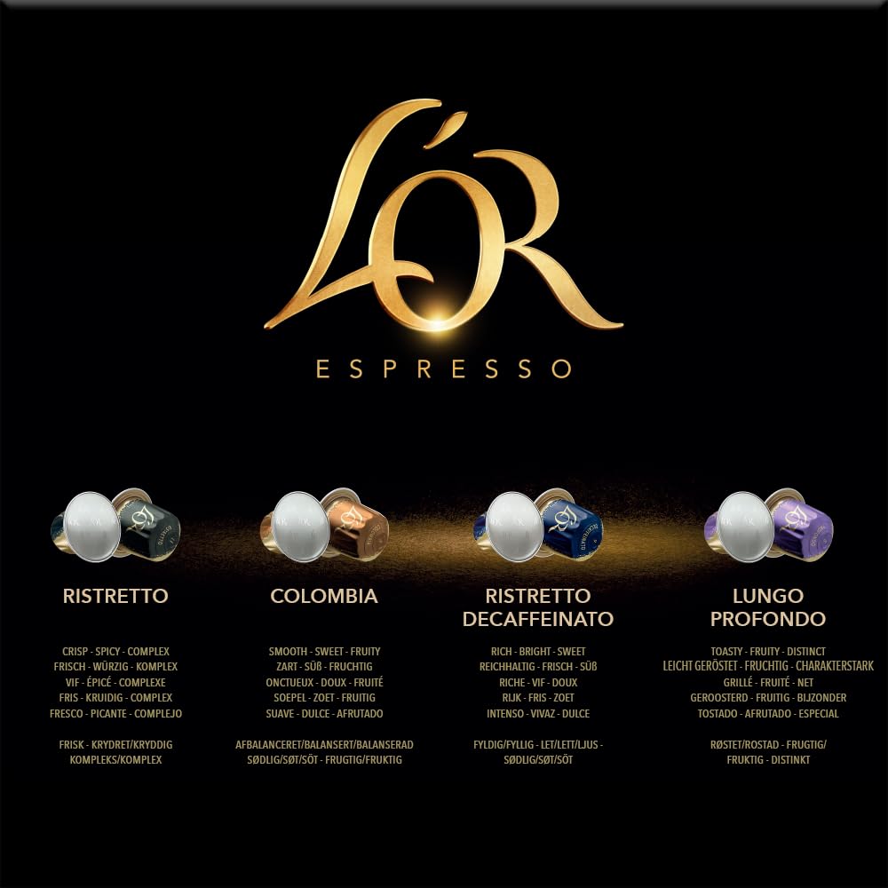 L'OR Espresso Intense Coffee Pods Variety Bundle (Pack of 12, Total 120 Capsules) Nespresso®* Compatible