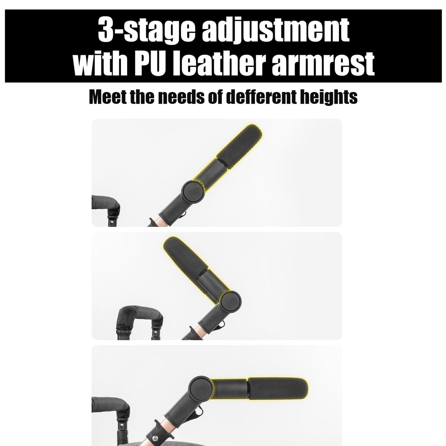 PU Leather 3 in 1 Pushchair Travel System, Toddler Stroller, Baby Pram 3 in 1, Infant Carriage with One-Click Folding, Newborn Buggy with Aluminum Frame (V6 Black)