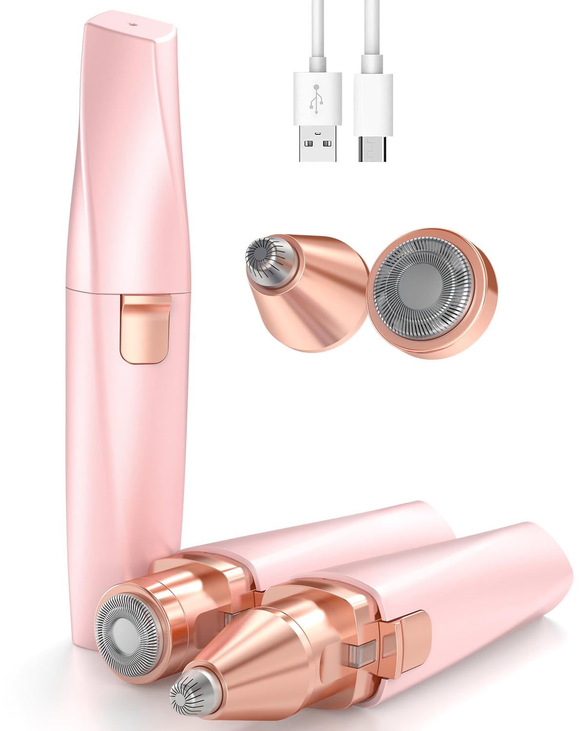 Eyebrow & Facial Hair Trimmer for Women: 2 in1 Rechargeable Facial Hair Removal and Eyebrow Shaver, Painless Shaving with Built-in LED Light - Perfect for Face, Lips, and Body