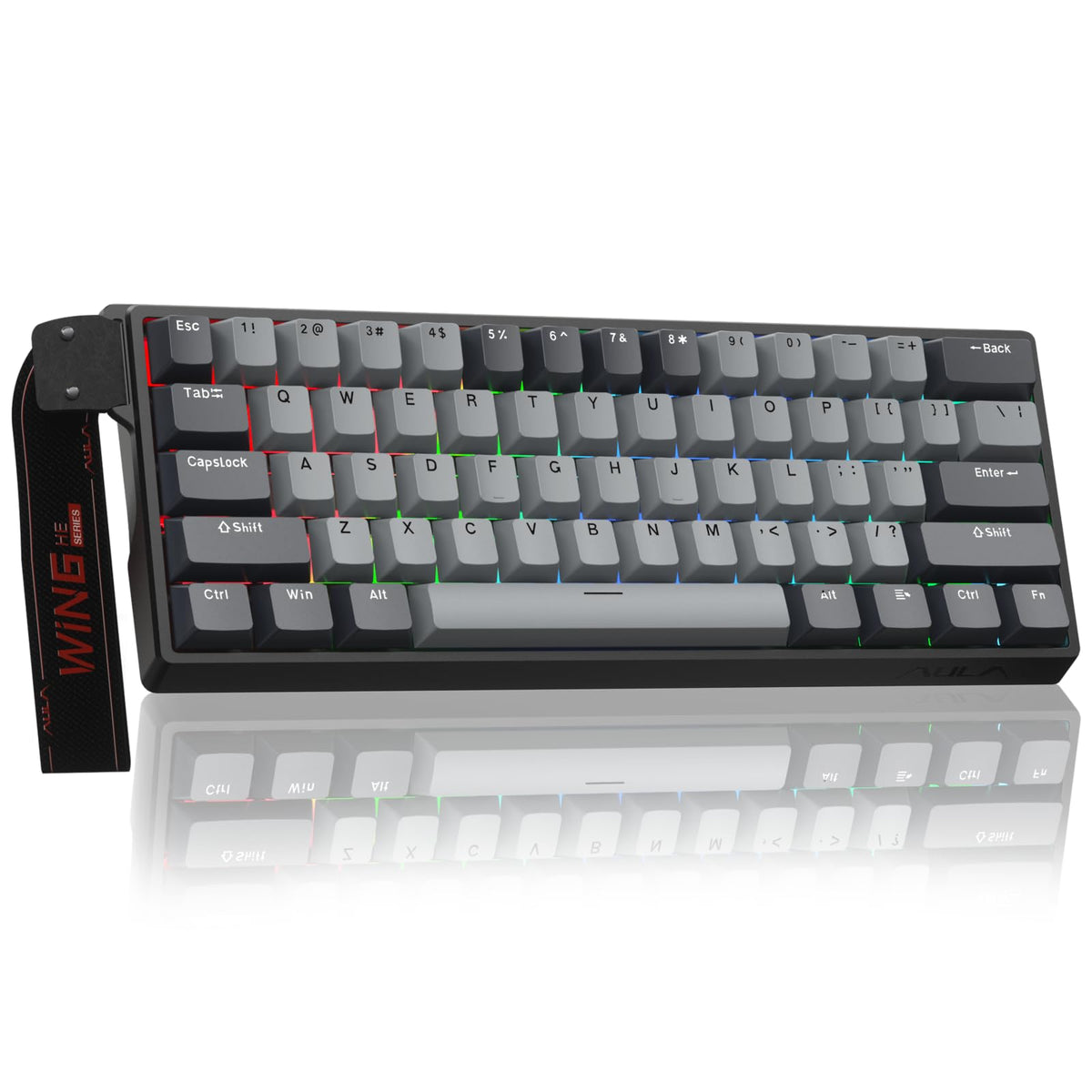 AULA WIN60 HE Mechanical Gaming Keyboard Wired,Hall Effect Magnetic Switches,Adjustable Actuation Rapid Trigger,8K Polling Rate,RGB Backlight,60% Percent Keyboard for Mac/Win (BLACK) (Pack of 2)