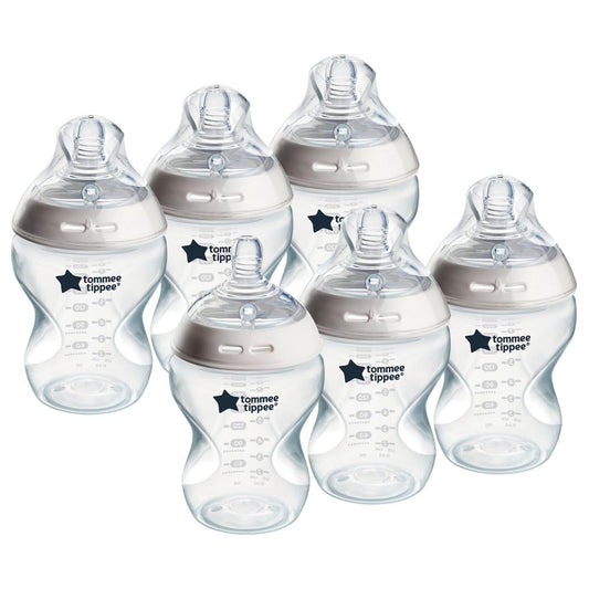 Tommee Tippee Natural Start Baby Bottles for 0m+, Pack of 6 260ml Baby Bottles, with Slow Flow Breast-Like Teat for a Natural Latch, Self-Sterilising and BPA Free, Baby Feeding Essentials