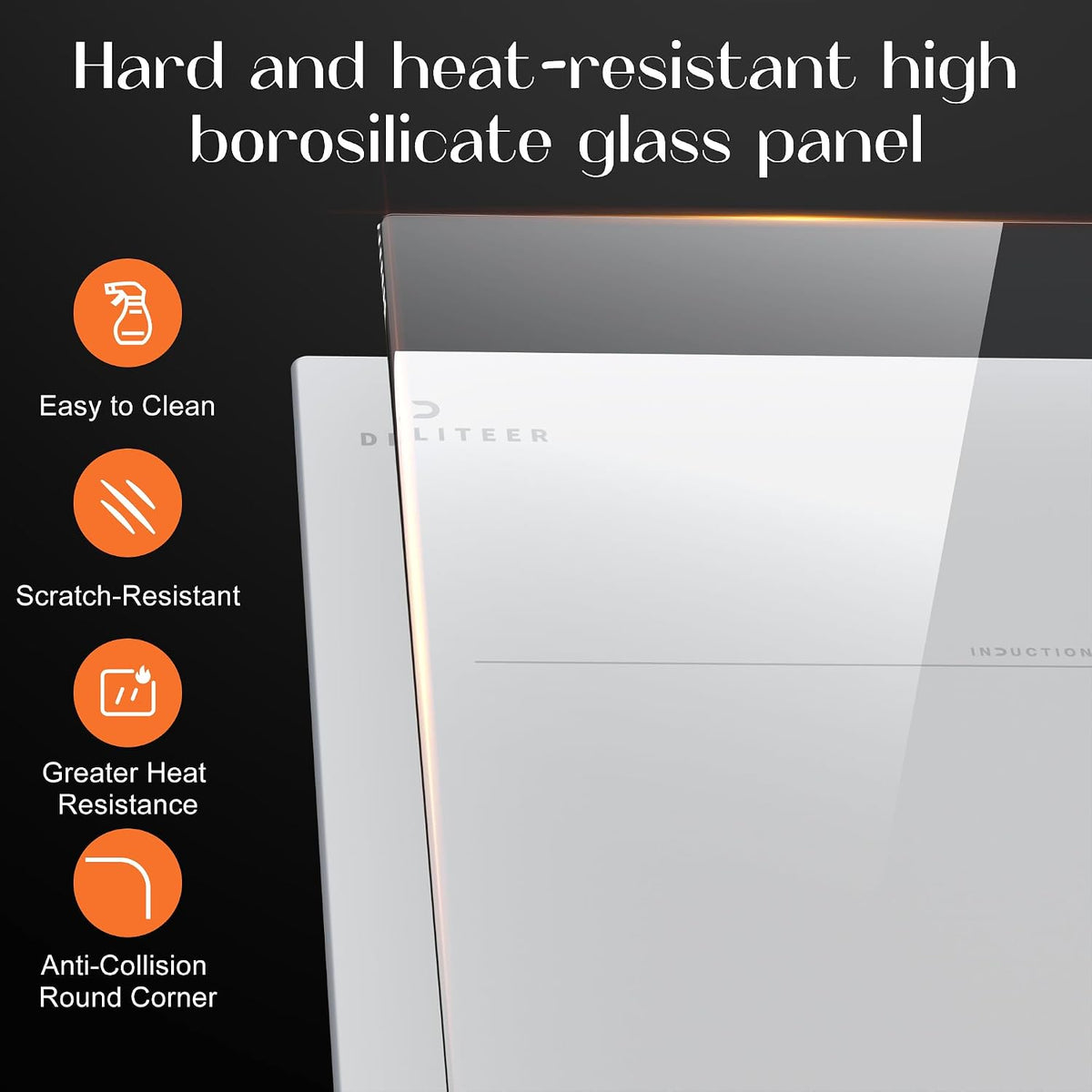 White Induction Hob 4 Ring Plug in, 2800W Electric Hob 13amp