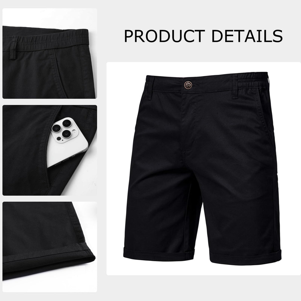 Men’s 7”/ 9” Chino Shorts Casual Elasticated Waist with 4 Pockets