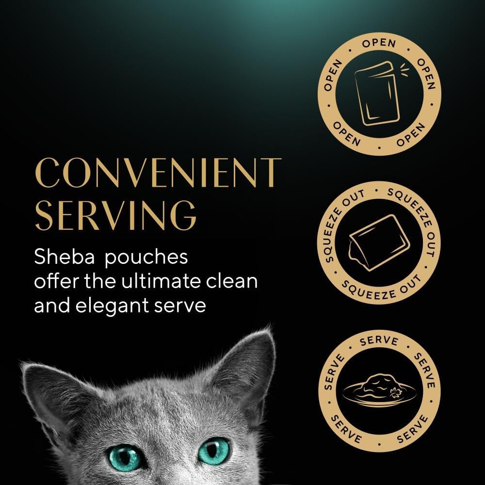 Sheba Fine Flakes in Jelly – Poultry Collection – Wet cat food pouches for adult cats – 40x85g pack