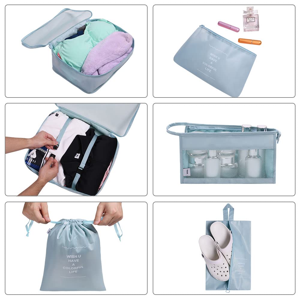 OSDUE Packing Cubes for Suitcase, 8PCS Thickening Travel Organiser Packing Bags Lightweight Travel Accessories Organizers Essentials Clothes Shoes Cosmetics Toiletries Storage Bags