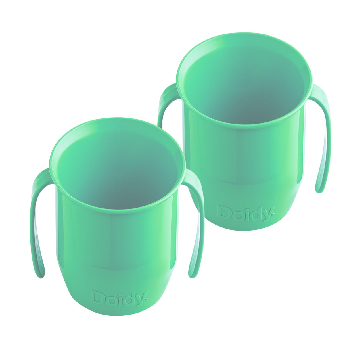 Doidy Cup, Open Cup for Training Baby 6 Months-3 Years, 200ml, Slanted Weaning Cup with Handles for Learning to Drink, BPA Free, 2 Pack (Orange)