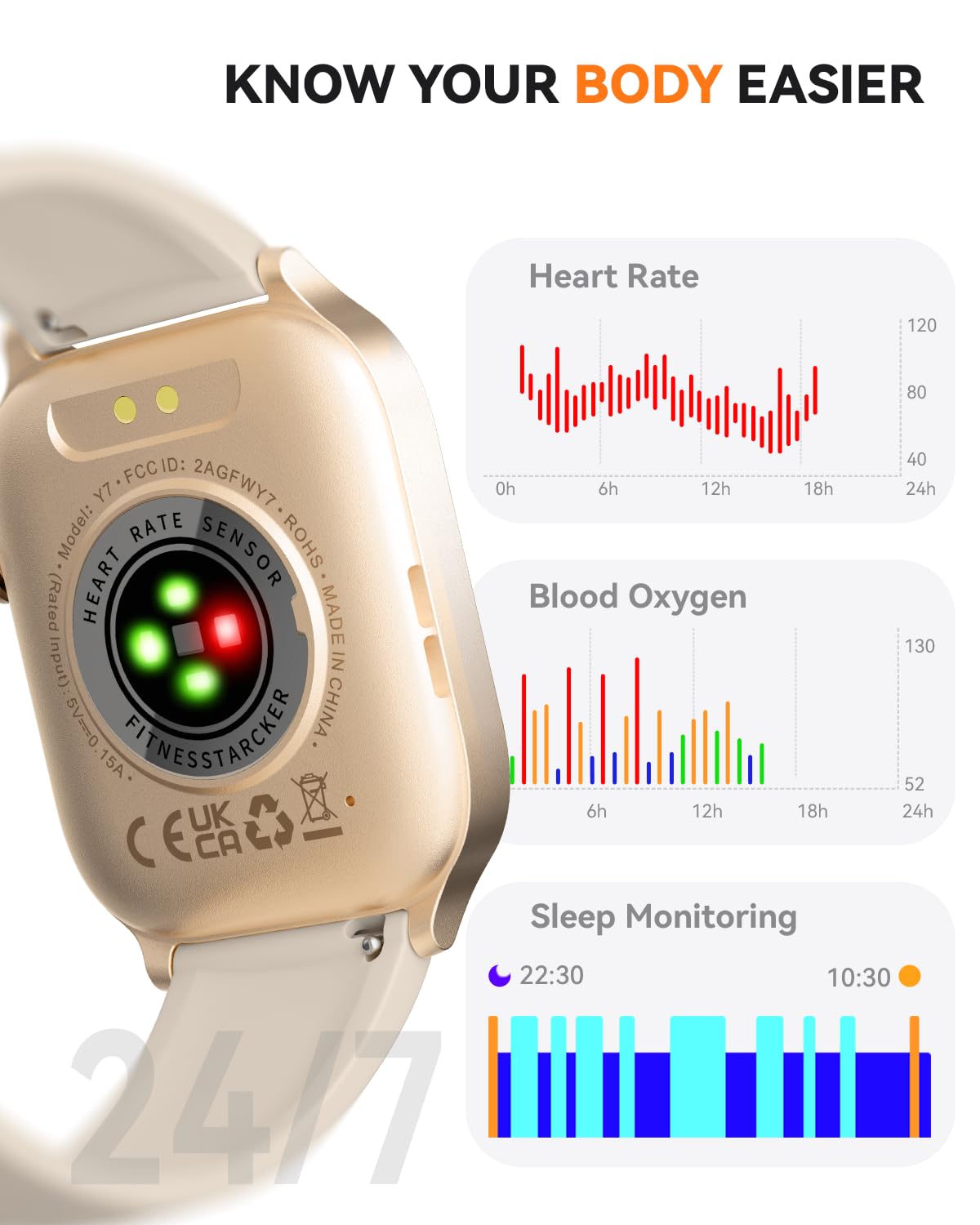 Smart Watch for Men Women- Answer/Make Call, 2024 IP68 Waterproof Fitness Tracker Watch with Sleep Step Counter Activity Smartwatch for Samsung Android iPhone iOS (Black-Blue, 1.83)