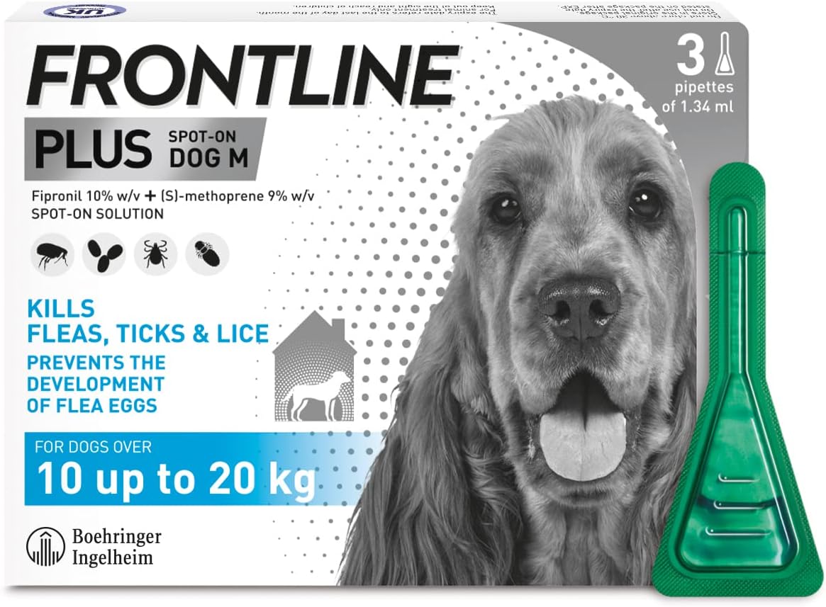 FRONTLINE Plus Flea & Tick Treatment for Medium Dogs - 3 Pipettes
