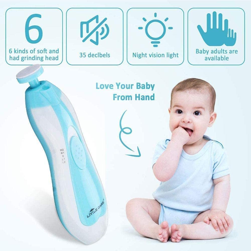 Qunlions life Baby Nail Trimmer Electric, 6 in 1 Rechargeable Baby Nail Clippers Manicure Set Grooming Kit for Toddler Infant or Adults (Pink)