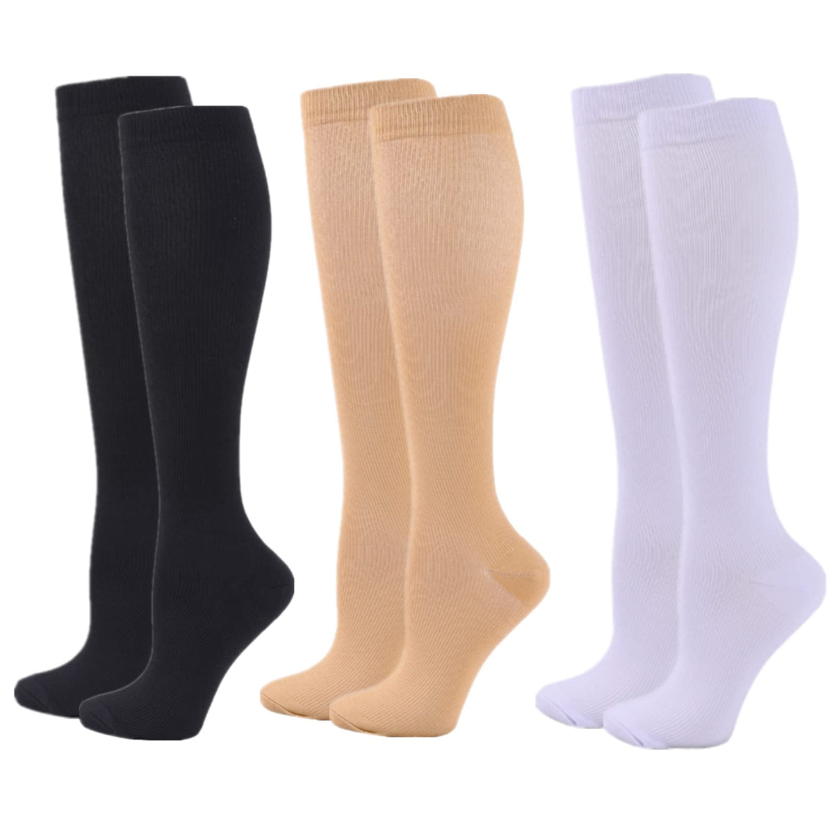 Compression Socks for Women Men, 2/3/4/6 Pairs 20-25mmHg Knee High Socks Compression Stockings for Sport, Athletic, Edema, Diabetic, Varicose Veins, Travel, Pregnancy, Nursing