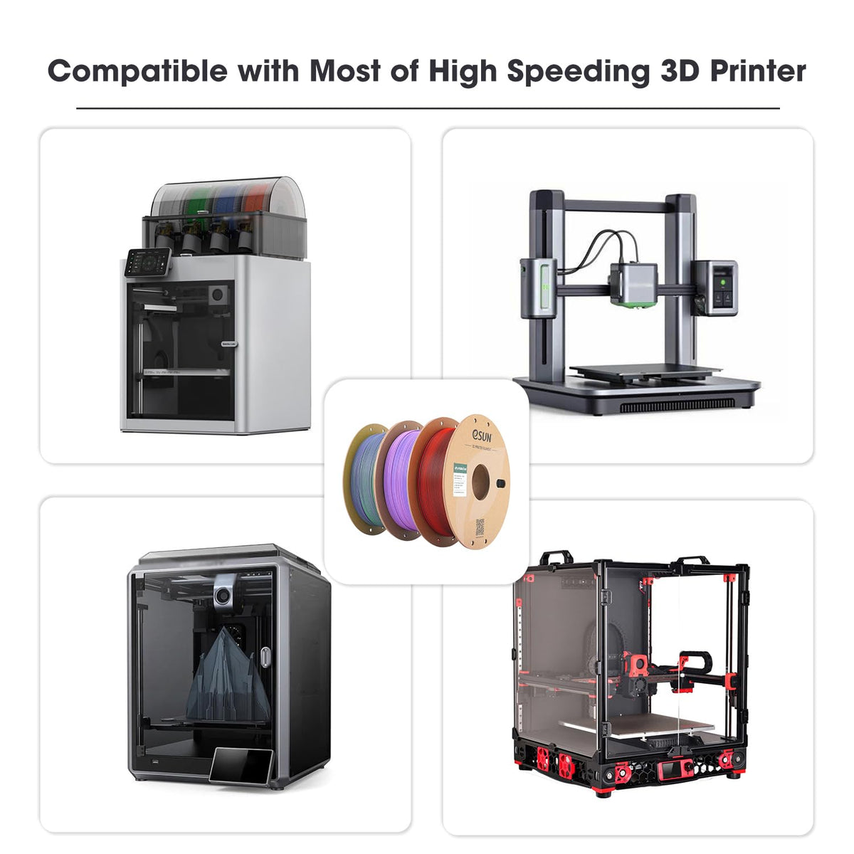 eSUN PLA+ Filament 1KG, PLA+HS High Speed 3D Printer Filament, Cold White