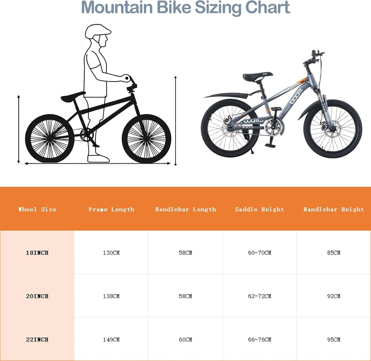 LSBIKE Kids Mountain Bike with Front Suspension & Disc Brakes — 18"/20"/22" | Ages 5-13