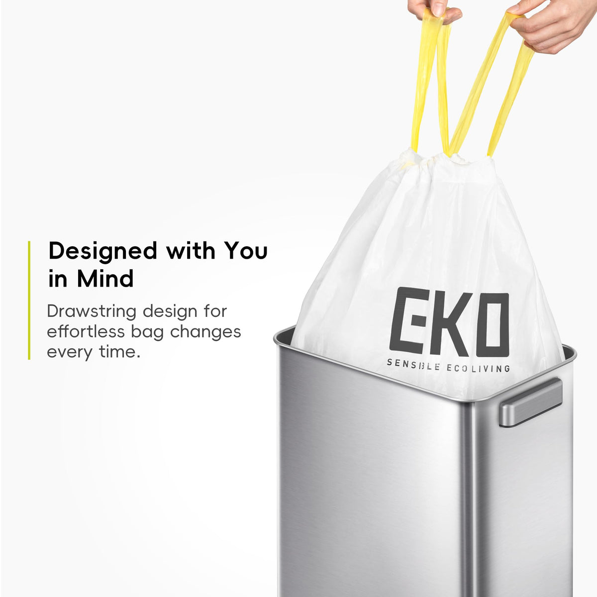 EKO Bin Bags, Kitchen Bin Liners, Drawstring, 40-60 Litre, 12 Count, Code F