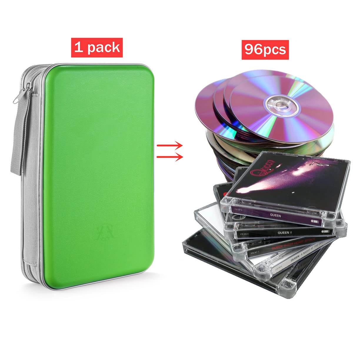 LIOVODE DVD Case, 96 Capacity CD Case Holder Organizer Disc Wallet for Car