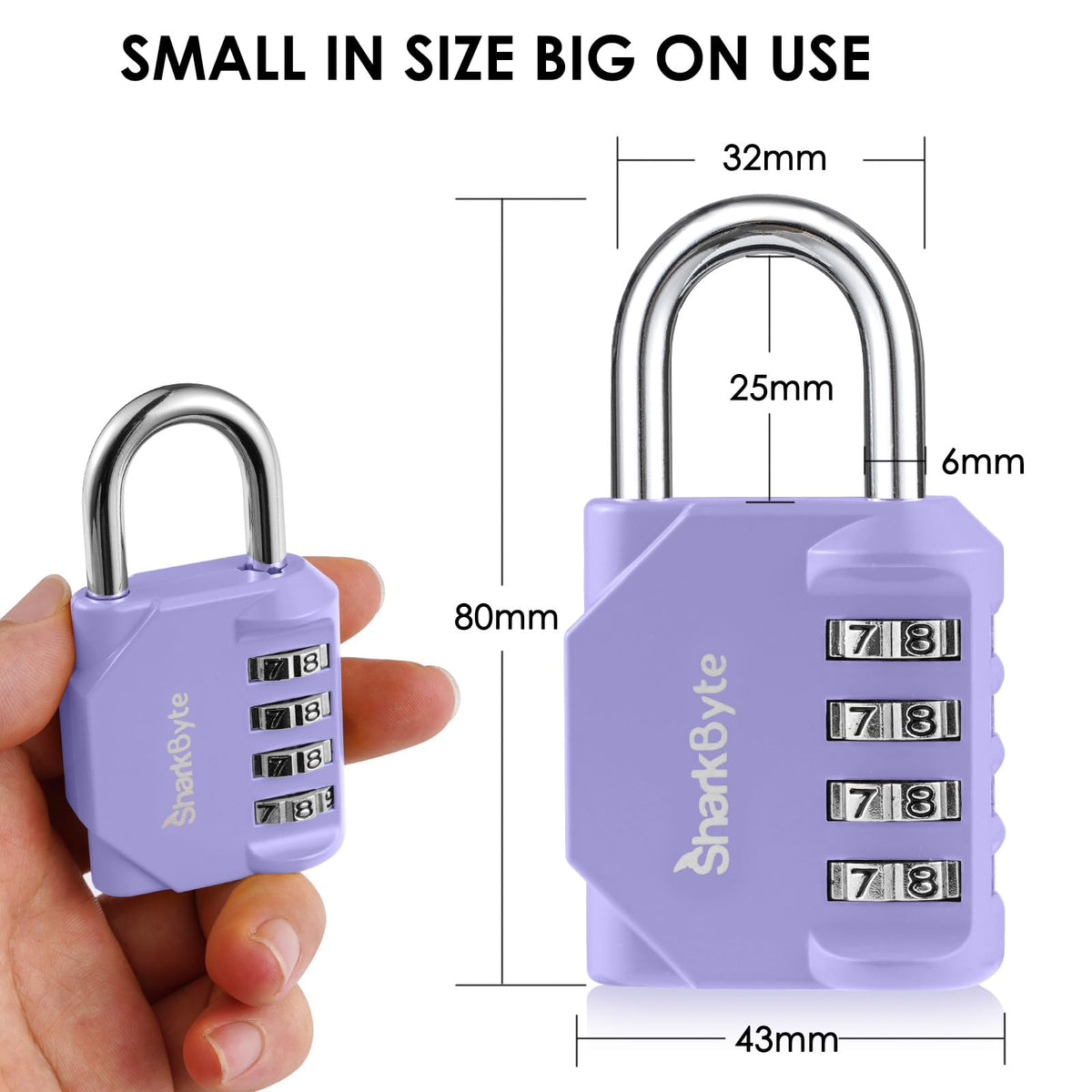 SharkByte Heavy Duty Combination Padlock – 4-Digit Weatherproof Outdoor Lock with Stainless Steel Shackle, Anti-Rust Resettable Code for Gym, School, Locker, Shed, Toolbox, Gate & Warehouse - Red
