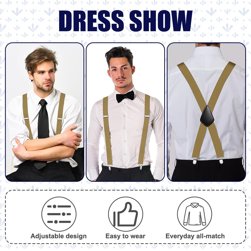 Aomig Mens Braces, Mens Suspenders with Strong Metal Clips, 3.5cm Wide Heavy Duty Suspenders for Men Women Business Wedding Casual