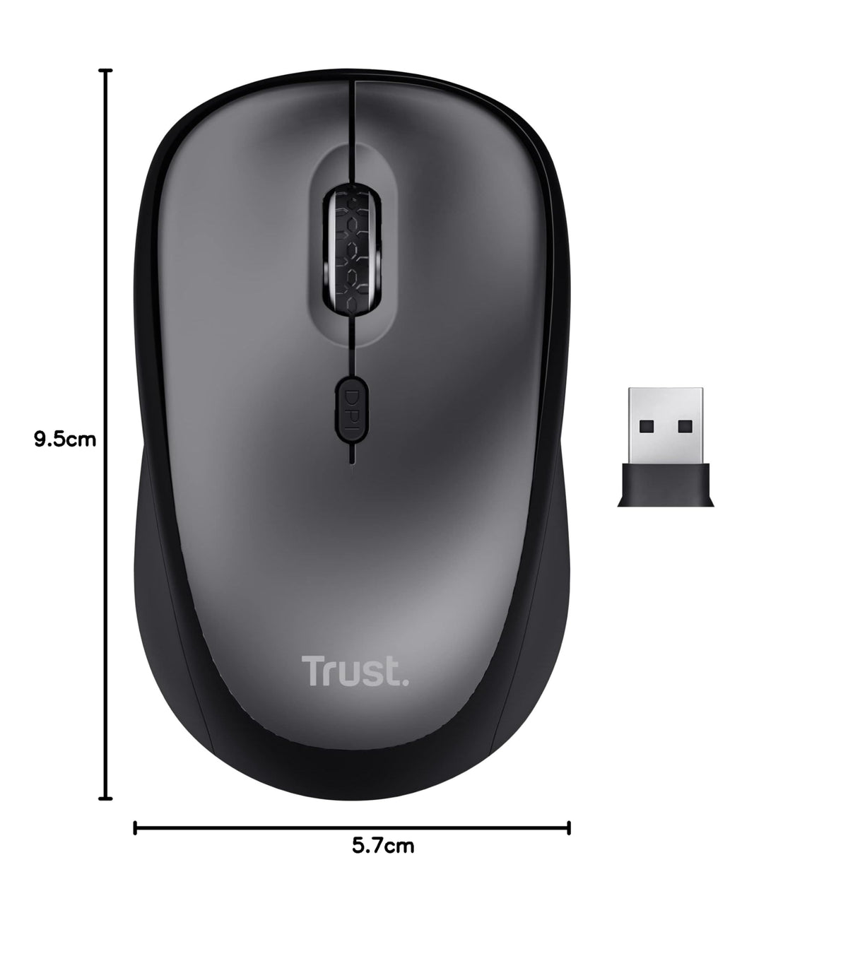 Trust Yvi FX Wireless Mouse with LED Illumination, USB Micro Receiver, RF 2.4 GHz, 800/1600 DPI, Ambidextrous, 8 m Range, Computer Mouse for Laptop, PC and Mac - Pink