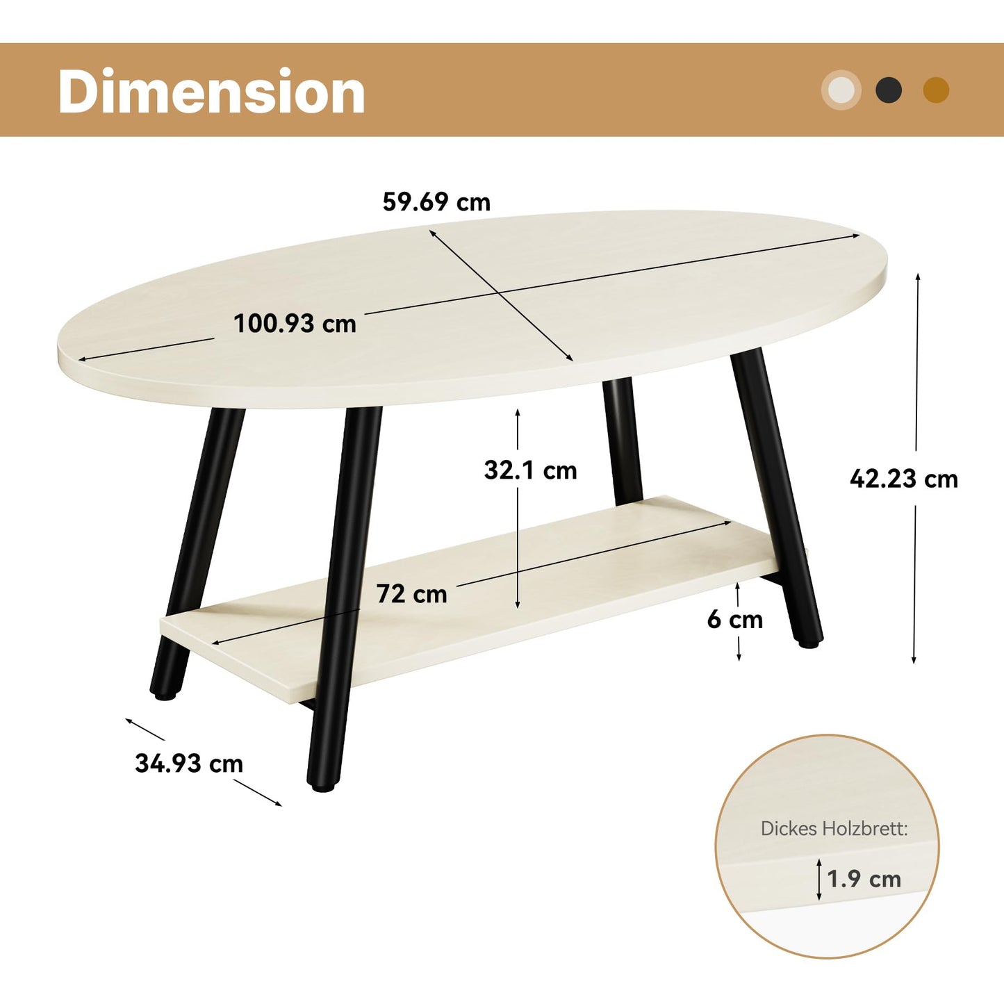 Hawthyhome Coffee Tables, Round Nesting Tables Tet of 2, Modern Side Tables with Metal Frame, Industrial Stacking End Tables for Living Room Bedroom Office, 60 * 60 * 45cm, Brown