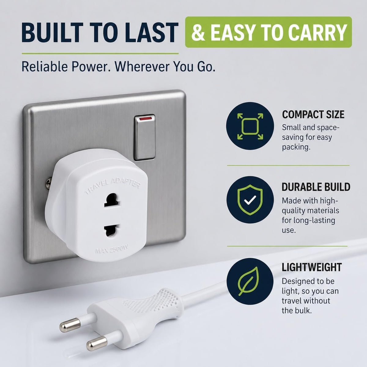 MOBIBAY (Pack of 1) Toothbrush Adaptor Plug UK Charger Shaver Socket 2 Pin to 3 Pin Electric Converter Bathroom Two to Three Prong Charging Tooth Brush Razor Plugs Electrical Shaving (White)