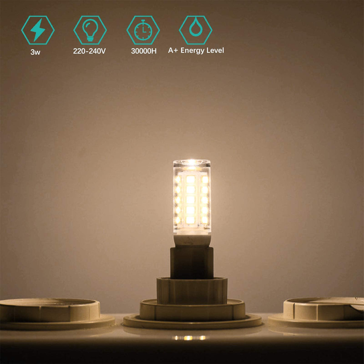 G9 LED Bulbs Warm White 2700K, 3W 350LM, Non-dimmable, 10 Pack