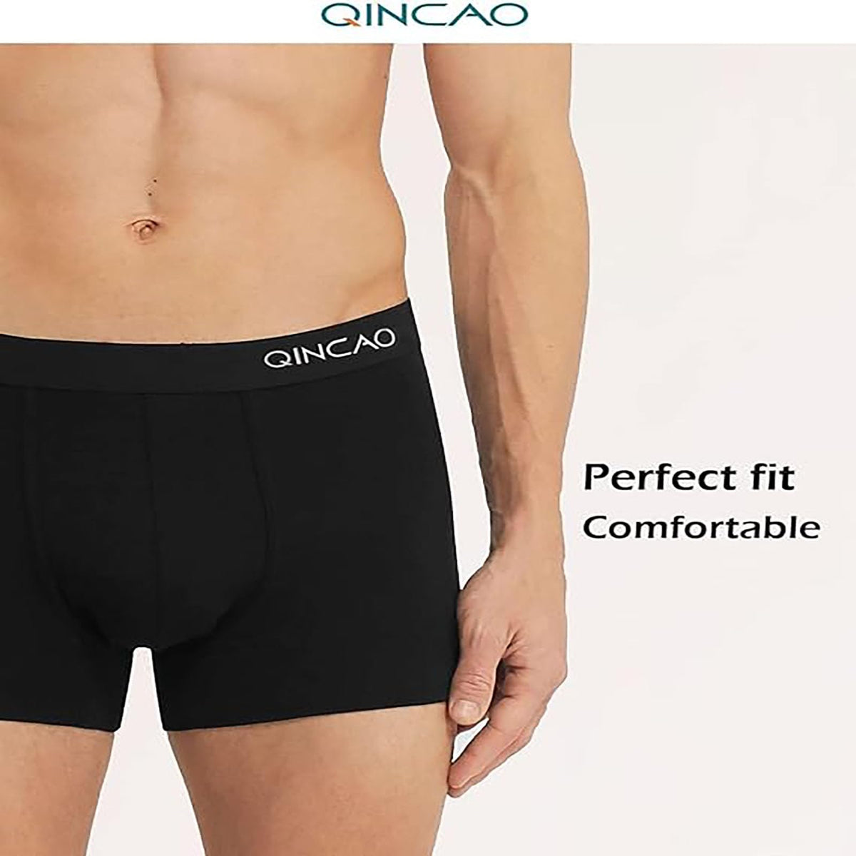 QINCAO Mens Boxers Briefs 6 Pack Combed Cotton Tagless Soft & Slim Fit