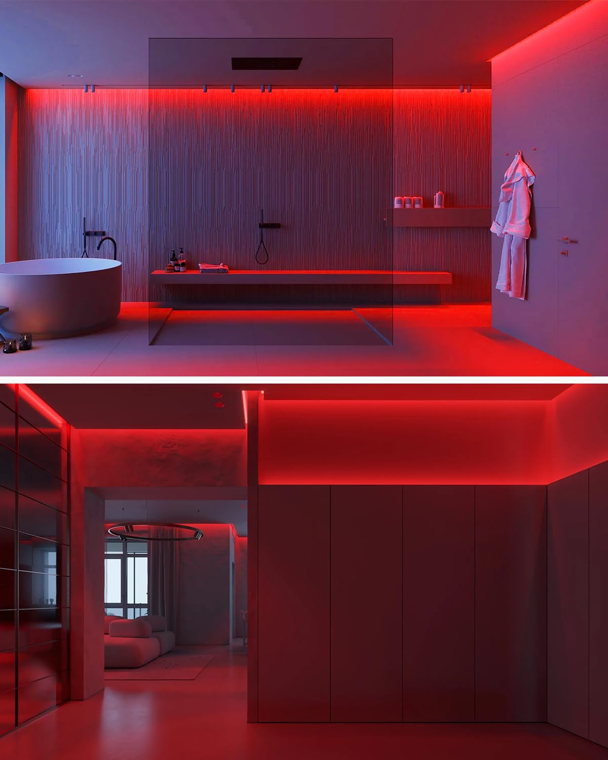 Aclorol 12V Red LED Lights for Bedroom 5M Fleixible COB LED Strip Light