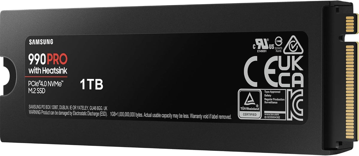 Samsung 990 PRO 1TB PCIe 4.0 (up to 7450 MB/s) NVMe M.2 (2280) Internal Solid State Drive (SSD) (MZ-V9P1T0BW)