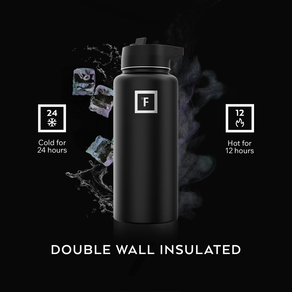 Insulated Water Bottle with Straw - 650/950/1200/1800 ml - Leakproof Double-Walled Stainless Steel Metal Drink Flask BPA-Free - Sports Travel Gym Camping Hiking Kids