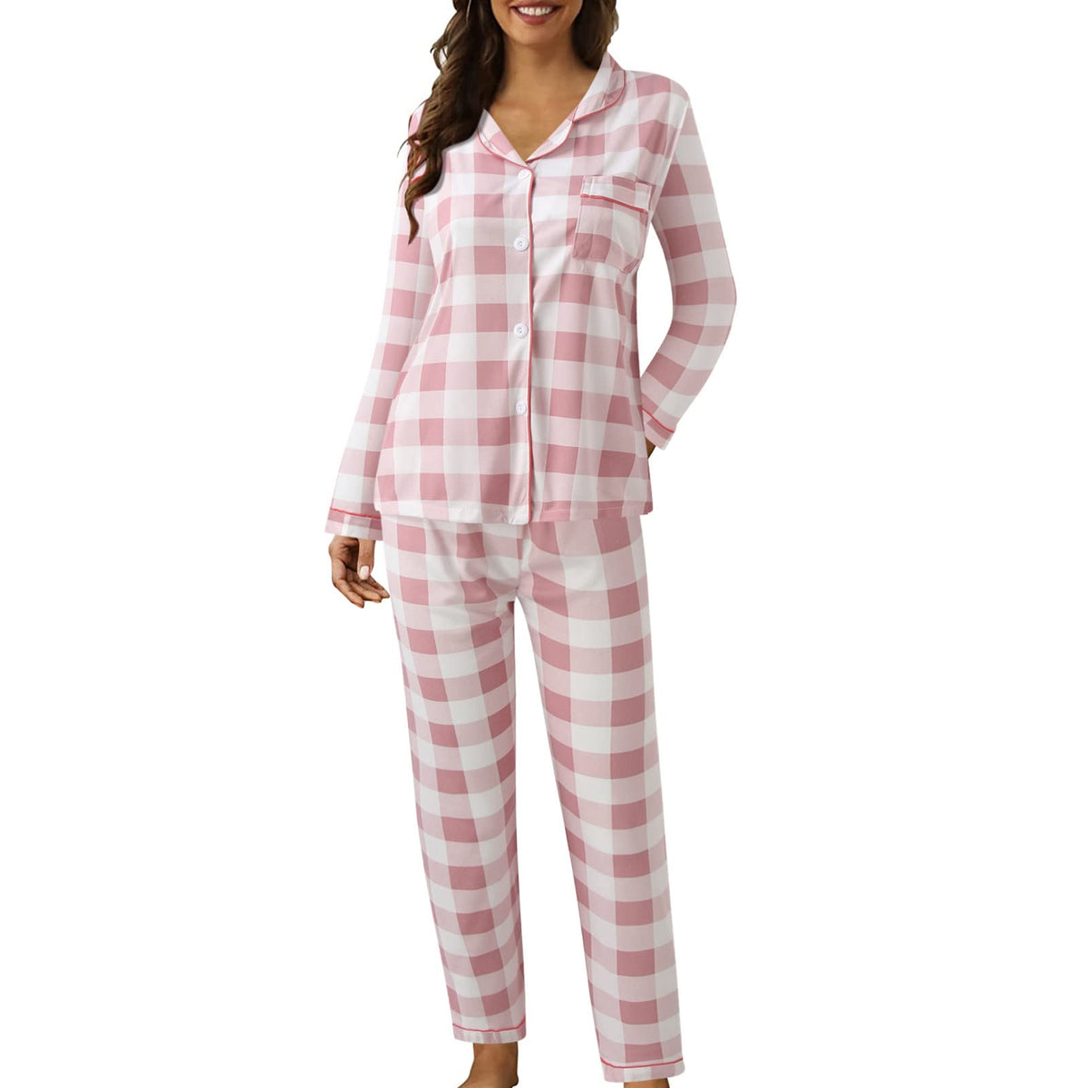 Pyjamas For Womens Women Pyjamas Set Lounge Wear Sets Matching Christmas Pjs Ladies Plus Size Co Ord Sets Autumn Nightwear Wide Leg Trousers Long Sleeve Comfort Nighties Fashion Fall Clothing Outfits
