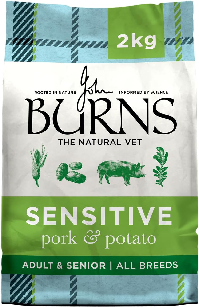 Burns Pet Nutrition Hypoallergenic Complete Dry Dog Food Adult and Senior Dog Sensitive with Pork and Potato 2 kg