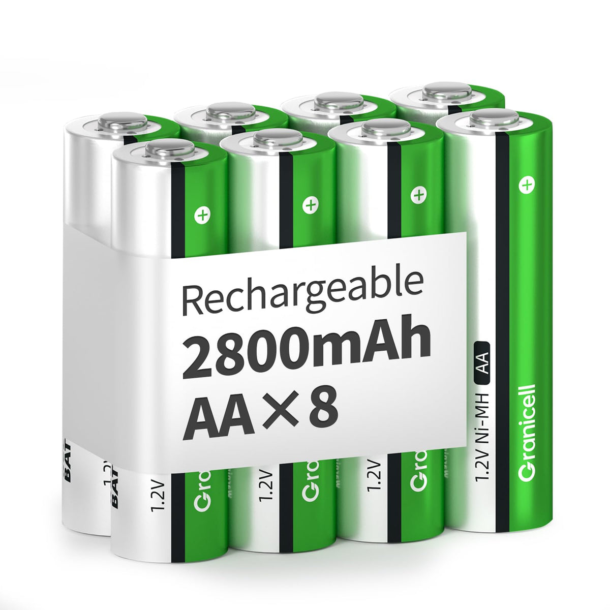 Granicell AAA Rechargeable Batteries (12 Pack), 1100mAh, 1.2V NiMH