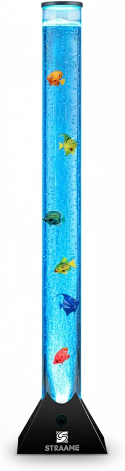 Straame 90cm LED Bubble Fish Lamp, Colour Changing Sensory Lamp, Black Base