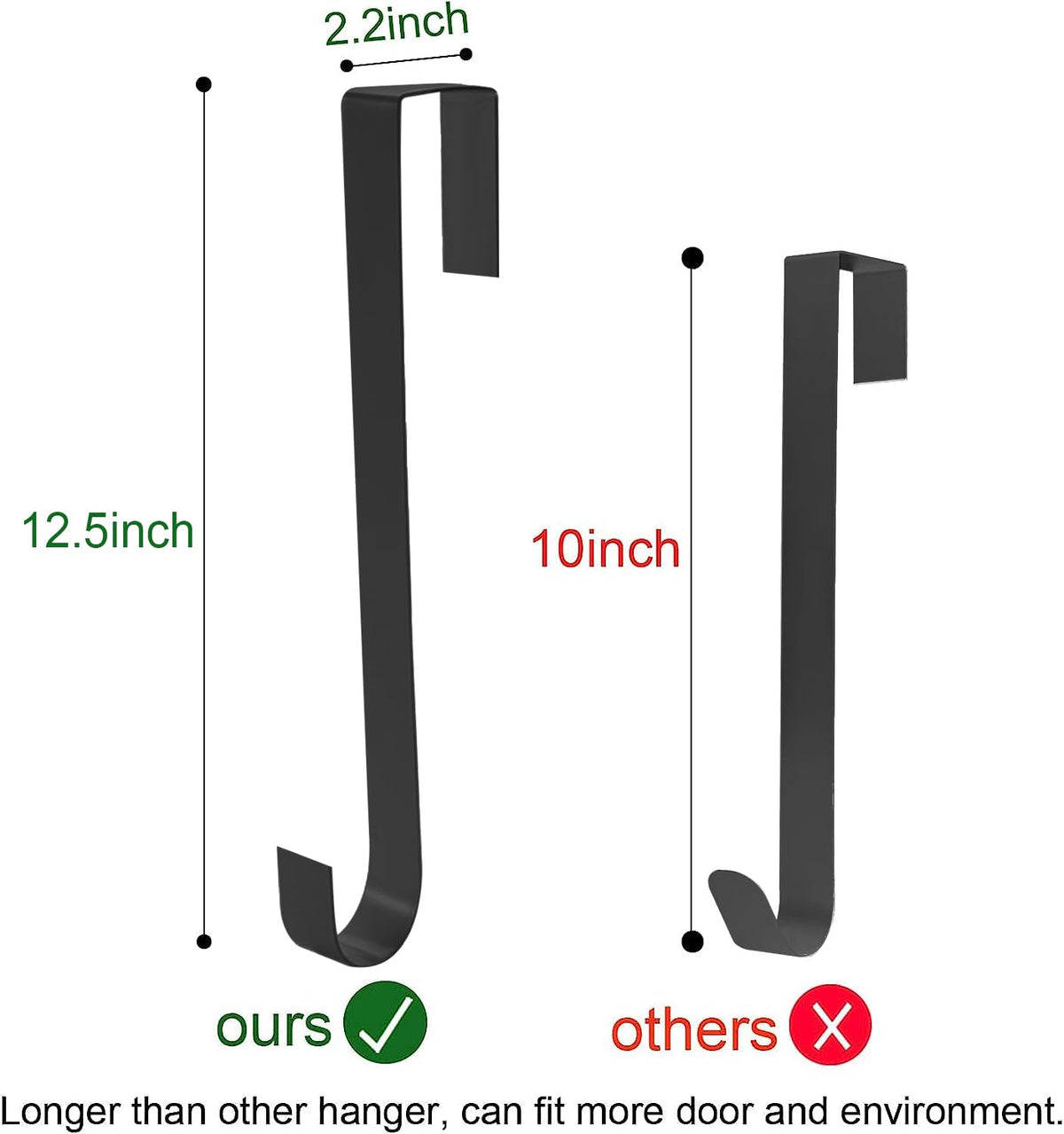 Jsdoin Christmas Wreath Door Hanger, 12.5 Inches Metal Front Door Wreath Hook for Christmas Home Office Wall Wedding Wreaths or Decorations (White, 1 Pack)