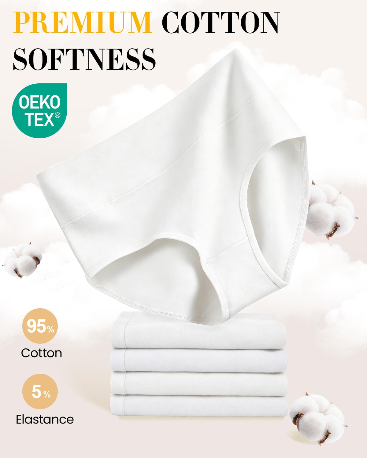 SIMIYA Cotton Underwear Women, High Waisted Knickers for Women Multipack