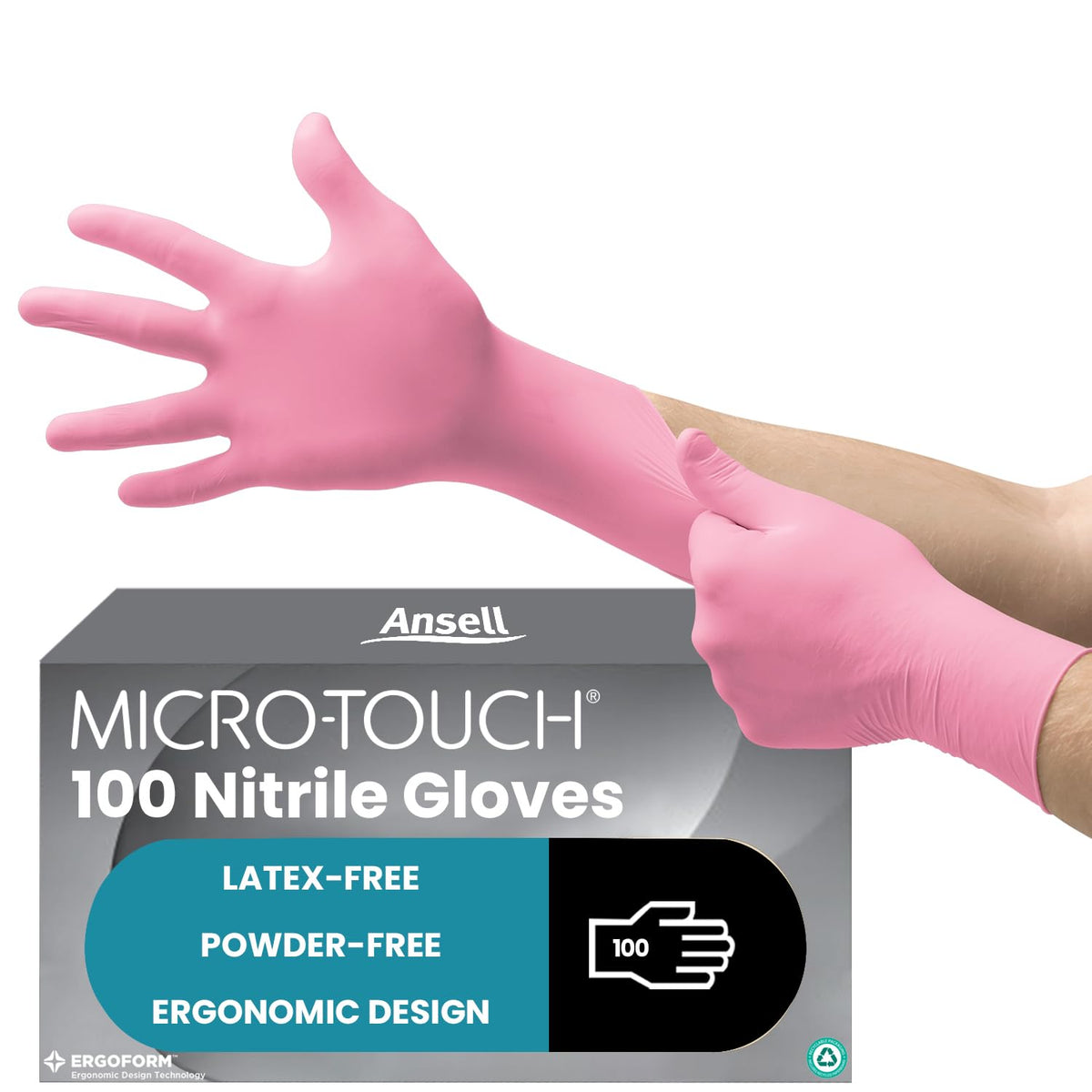 Ansell Microflex 93-732, Multipurpose Nitrile Disposable Gloves for Precise Handling and Mechanical Tasks, Latex Free, Powder-Free, Size M (100 Pieces)