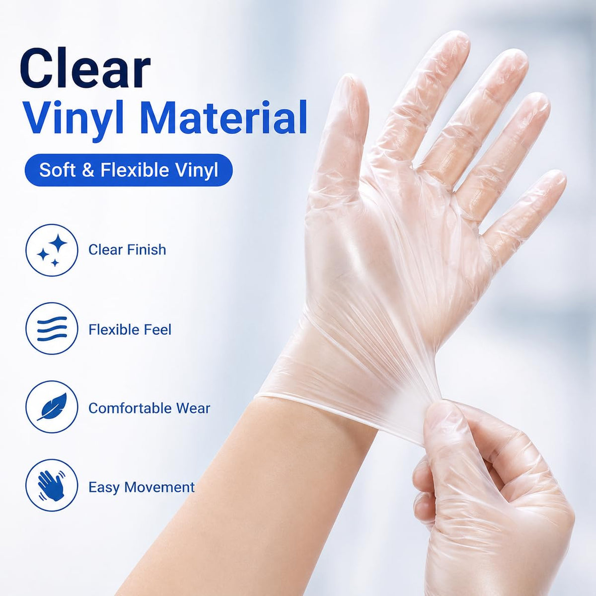 1ABOVE 100 Clear Vinyl Gloves Medium Latex-Free Powder-Free