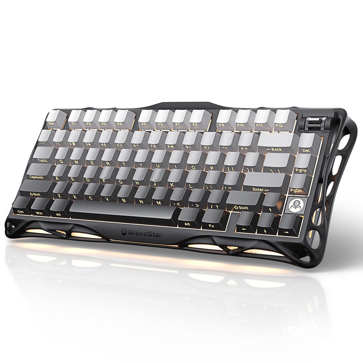 GravaStar Mercury K1 Mechanical Keyboard with Aluminium Frame, 75% Wireless Gaming Keyboard, Hot Swap Custom Keyboard with Button, Gasket, RGB Tri-Mode Keyboard, PBT Keycaps, 8000 mAh White